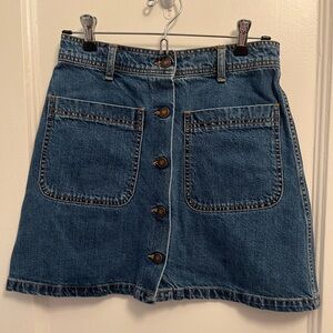 ZARA BRAND 70S STYLE BUTTON FRONT A-LINE DENIM SKIRT